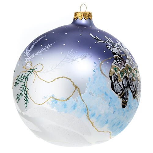 Painted Christmas ball with Santa on his sleigh, 150 mm, blown glass 3