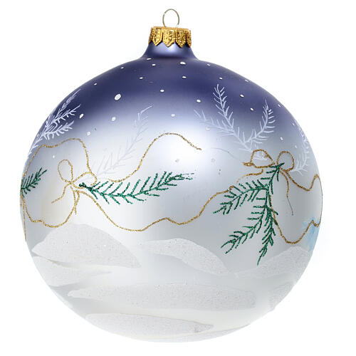 Painted Christmas ball with Santa on his sleigh, 150 mm, blown glass 5