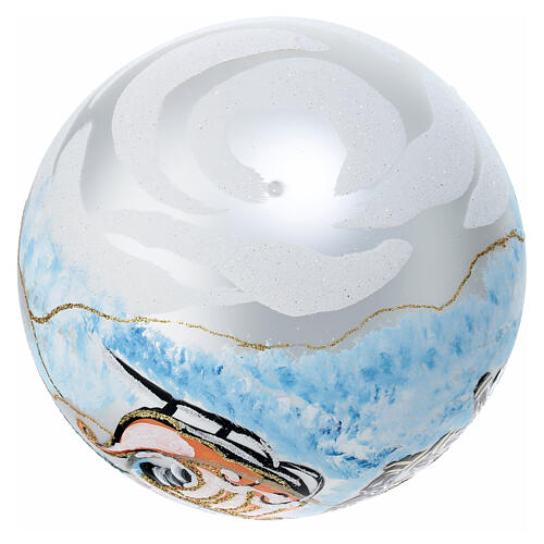 Painted Christmas ball with Santa on his sleigh, 150 mm, blown glass 7