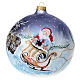 Painted Christmas ball with Santa on his sleigh, 150 mm, blown glass s2