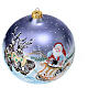 Boule Père Noël traîneau avec rennes 150 mm peinte main s6