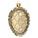 Golden oval Christmas bauble with pearls 80 mm in blown glass s3