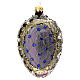 Purple pinecone-shaped Christmas ball with blue rhinestones and white beads, 80 mm, blown glass s1