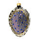 Purple pinecone-shaped Christmas ball with blue rhinestones and white beads, 80 mm, blown glass s3