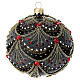 Black Christmas ball with red rhinestones, 100 mm, blown glass s1