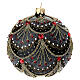 Pallina Natale nera vetro soffiato 100 mm strass rossi decorata a mano s2
