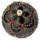 Pallina Natale nera vetro soffiato 100 mm strass rossi decorata a mano s3