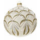 White Christmas ball with golden and silver glittery pattern, 150 mm, blown glass s1