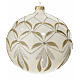 Bola navideña blanca motivos plata oro purpurina 150 mm s2