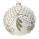 Polished whit Christmas ball with glittery mesh, 150 mm, blown glass s1
