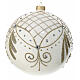 Polished whit Christmas ball with glittery mesh, 150 mm, blown glass s2