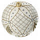 Polished whit Christmas ball with glittery mesh, 150 mm, blown glass s3