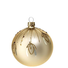 Christmas balls set of 6, golden blown glass, 80 mm