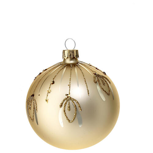Christmas balls set of 6, golden blown glass, 80 mm 2