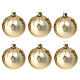 Bolas de Natal douradas 6 peças 80 mm vidro soprado s1