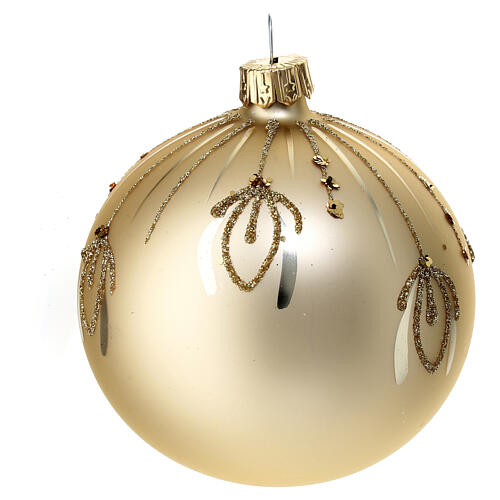 Golden Christmas baubles 6 pcs 80 mm blown glass 3