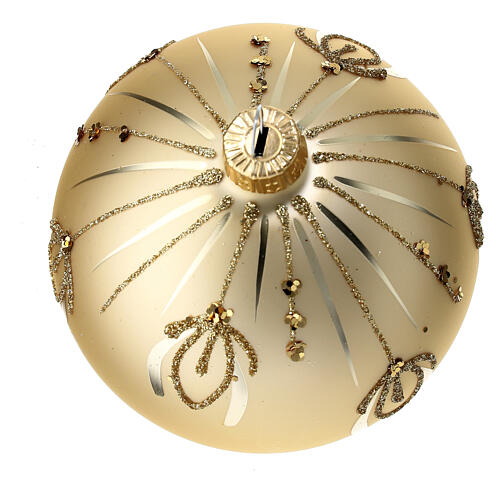 Golden Christmas baubles 6 pcs 80 mm blown glass 4