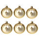 Golden Christmas baubles 6 pcs 80 mm blown glass s1