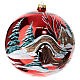 Boule de Noël rouge 200 mm paysage enneigé verre soufflé s3