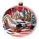 Red Christmas bauble 200 mm snowy village blown glass s1