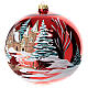 Red Christmas bauble 200 mm snowy village blown glass s2