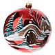 Red Christmas bauble 200 mm snowy village blown glass s3