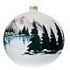 White Christmas ball, 200 mm, snowy mountain lake, blown glass s2