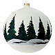 White Christmas ball, 200 mm, snowy mountain lake, blown glass s5