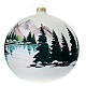 Boule de Noël blanche 200 mm paysage lac de montagne enneigé verre soufflé s2