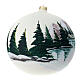 Boule de Noël blanche 200 mm paysage lac de montagne enneigé verre soufflé s3