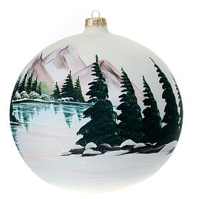 Pallina natalizia vetro soffiato paesaggio lago montagna neve 200 mm