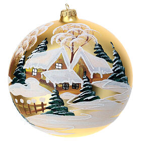 Snowy village Christmas bauble 200 mm blown glass