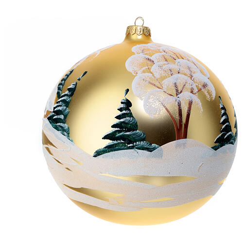Snowy village Christmas bauble 200 mm blown glass 2