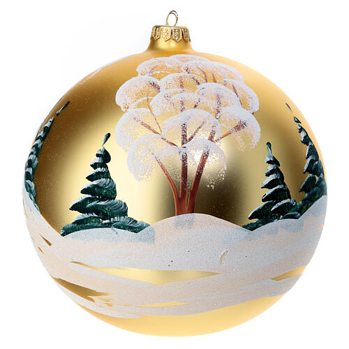 Snowy village Christmas bauble 200 mm blown glass 3