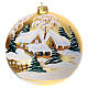 Snowy village Christmas bauble 200 mm blown glass s1
