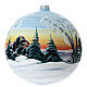 Christmas ball, 200 mm, snowy landscape at dawn, blown glass s4