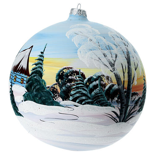 Bola de Navidad decorada 200 mm casita paisaje nevado 2