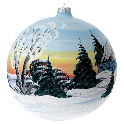 Bola de Navidad decorada 200 mm casita paisaje nevado 3