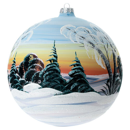 Decorated Christmas bauble 200 mm snowy landscape house 4