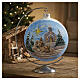 Matte white Christmas ball, 200 mm, snowy landscape with Nativity Scene, blown glass s2