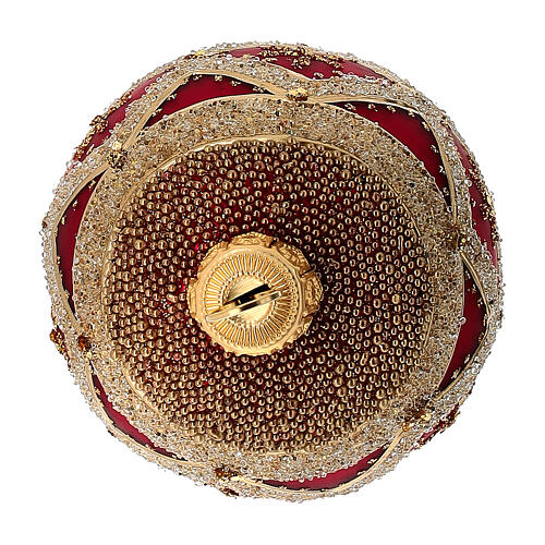 Boule de Noël ovale verre soufflé rouge or décorée main 50 mm 4