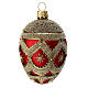 Pallina natalizia vetro soffiato rossa oro decorata a mano 50 mm s1