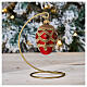 Pallina natalizia vetro soffiato rossa oro decorata a mano 50 mm s2