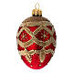 Hand-decorated red-gold blown glass Christmas bauble 50 mm s3