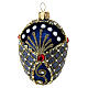 Night blue Christmas ball, pinecone with golden glitter and rhinestones, blown glass, 50 mm s3