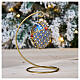 Pallina Natale uovo decorato blu oro strass vetro soffiato 50 mm s2