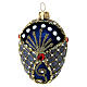 Bola de Natal ovo azul noite purpurina ouro e strass vidro soprado 50 mm s4