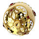 Golden Christmas ball with glitter and red rhinestones, pinecone shape, blown glass, 50 mm s4