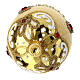 Golden Christmas ball with glitter and red rhinestones, pinecone shape, blown glass, 50 mm s5