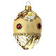 Pallina albero Natale dorata glitter strass rossi ovale vetro soffiato 50 mm s2